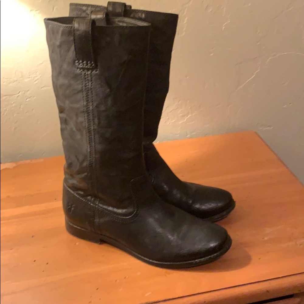 Frye leather mid calf Anna boot black size 8.